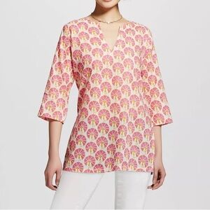 Rock Flower Paper Boho Pink Cotton Kurta Tunic Top S